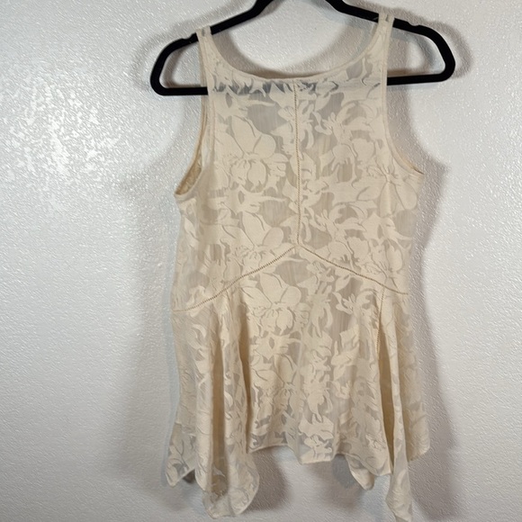 Anthropologie Circa 19 Hundred Cream Babydoll Lace Tank Asymmetrical Hem Size Sm - Picture 6 of 8
